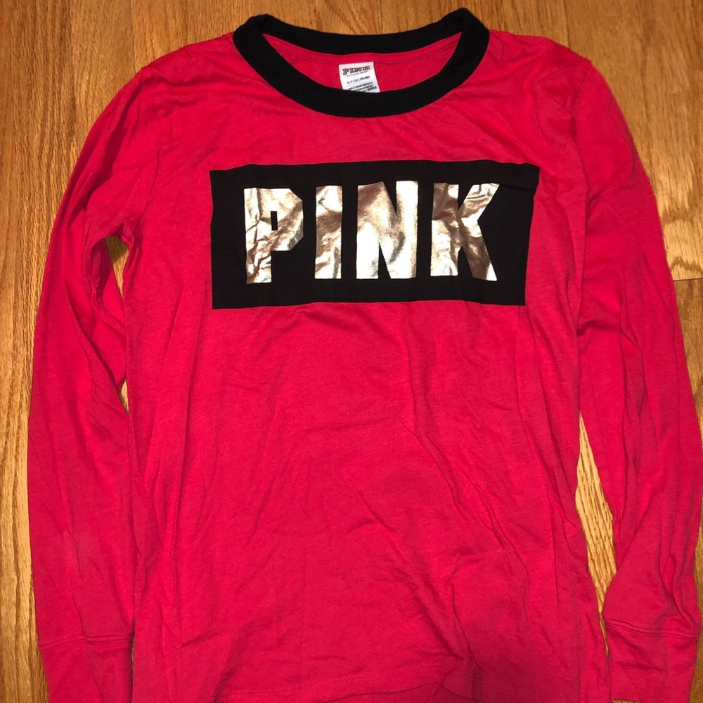 Red Longsleeve Tee From Victoria’s Secret Pink